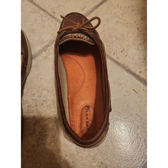 Sperry Women's Top Sider Angelfish Boat Shoes Brown Leather Bronze Accents Sz 10 - Picture 8 of 11